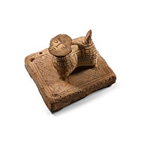 Western Asiatic Painted Ceramic Animal on Base