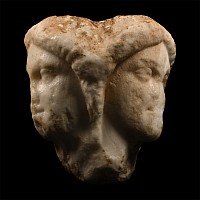 Roman Marble Altar Top with Three Heads of Hekate