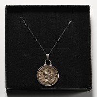 Roman Empress Salonina Silver Coin in Pendant Necklace