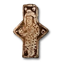Kashan Lustre Pottery Tile with Standing Male Figure