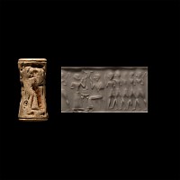Mitanni Fawn Stone Cylinder Seal with Female Figures