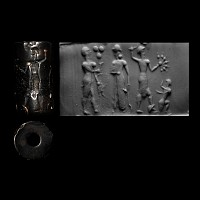 Old Babylonian Hematite Cylinder Seal with Figures