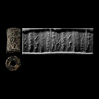 Syrian Stone Cylinder Seal with Figure Wearing Kilt
