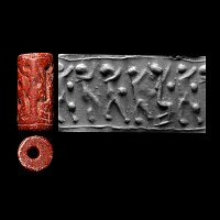 Levant Red Jasper Cylinder Seal with Figures