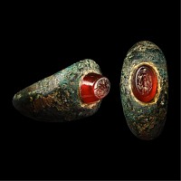 Roman Bronze Ring with Insect Intaglio