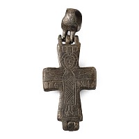 Byzantine Bronze Reliquary Cross Pendant