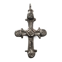 Byzantine Tinned Bronze Cross Pendant
