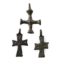 Byzantine Bronze Cross Pendant Group