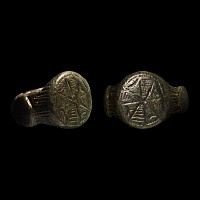 Medieval Bronze Ring with Expanding Cross
