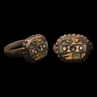 Medieval Bronze Ring with Enamelled Design