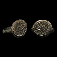 Medieval Bronze Ring with Cross in Lozenge