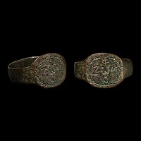 Byzantine Bronze Ring with Letter Cross