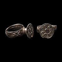 Medieval Silver Ring with Sunburst Design
