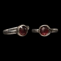 Medieval Silver Ring with Garnet Cabochon