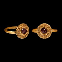 Greek Gold Ring with Garnet Cabochon
