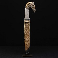 Achaemenid Akinakes with Horse-Head Hilt and Gold Chain
