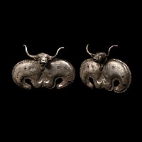 Large Proto-Elamite Silver Pendant with Bull's Head