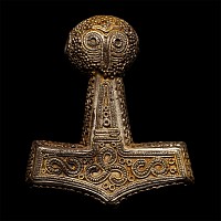 Scandinavian Viking Silver-Gilt Filigree Thor's Hammer Pendant