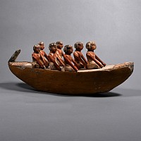 Egyptian Wooden Model Boat with Oarsmen