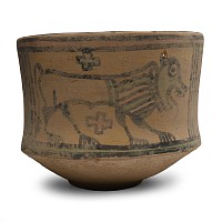 Indus Valley Painted Terracotta Vessel with Lion and Gryphon