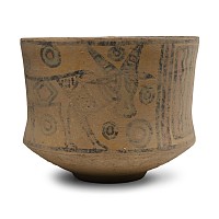 Indus Valley Painted Terracotta Vessel with Lion and Oxen