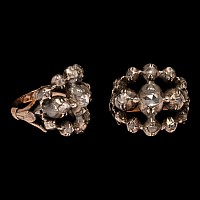Georgian Gold Ring with Diamond Cross in Oval Cluster