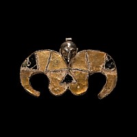 Large Elamite Silver Bird Pendant with Inlays