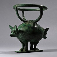 Mesopotamian Bronze Standing Zoomorphic Torch Bearer