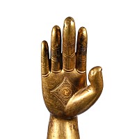 Monumental Gilt Bronze 'Earth Witness' Buddha Forearm with Open Palm
