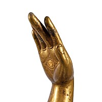 Monumental Gilt Bronze 'Earth Witness' Buddha Forearm with Open Palm