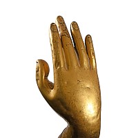 Monumental Gilt Bronze 'Earth Witness' Buddha Forearm with Open Palm