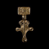 Frankish Silver-Gilt Bow Brooch with Beast Heads