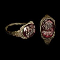 Sasanian Bronze Ring with Gemstone