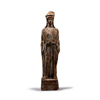 Large Attic Greek Terracotta Statue of Kore with Sea Encrustations