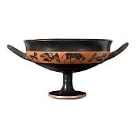 Greek Attic Terracotta Banded Kylix with Animal Frieze