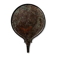 Etruscan Bronze Mirror Depicting Two Male Figures