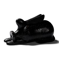 Greek Style Black Glazed Aryballos in the Shape of a Hare