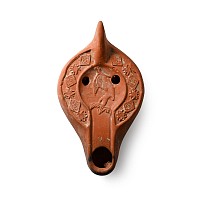Byzantine Terracotta Oil Lamp with Dolphin