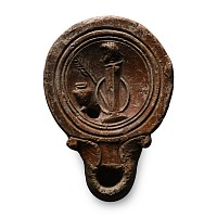 Roman Terracotta Oil Lamp with Herm
