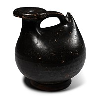 Greek Black Glazed Terracotta Askos