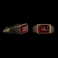 Roman Bronze Ring with Amethyst Gemstone