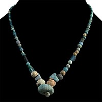 Achaemenid Light Blue Glass and Faience Bead Necklace String