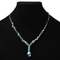 Achaemenid Light Blue Glass and Ceramic Bead Necklace String