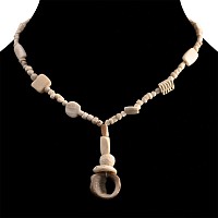 Western Asiatic White Stone and Shell Bead Necklace String