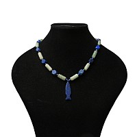 Bactrian Style Lapis Lazuli and Green Stone Bead Necklace String