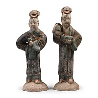Chinese Qing Green Glazed Figure Pair