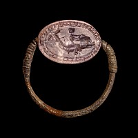 Etruscan Silver Ring with Amethyst Scarab Seal
