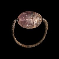 Etruscan Silver Ring with Amethyst Scarab Seal