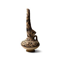 Western Asiatic Terracotta Zoomorphic Vessel with Glass Inlays