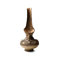 Western Asiatic Terracotta Zoomorphic Vessel with Glass Inlays